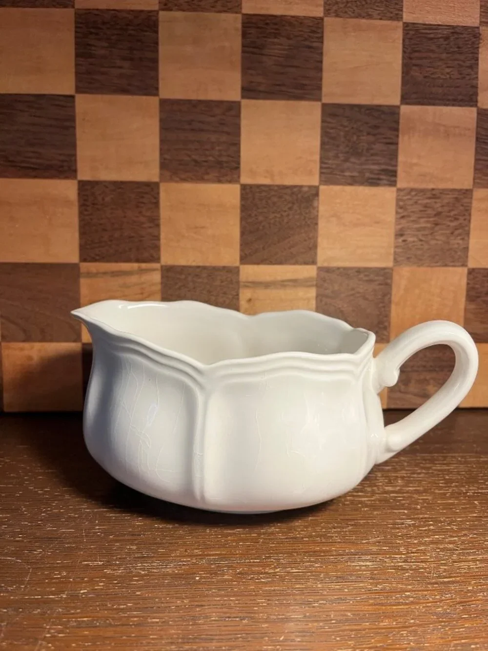 Federalist Ironstone Gravy Boat A644, crazing